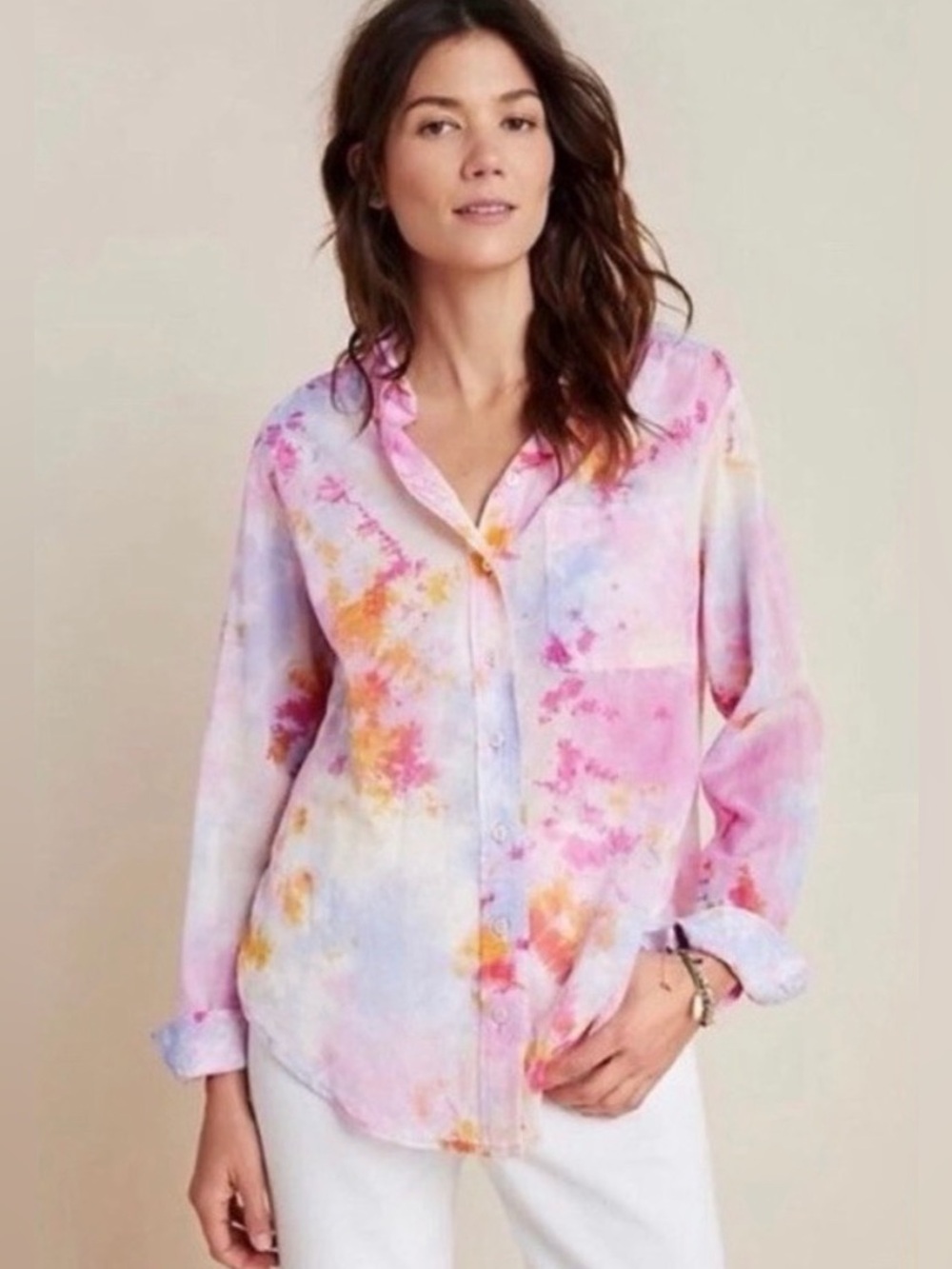 Anthropologie cate classic tie dye button down cotton size extra small - Picture 1 of 5